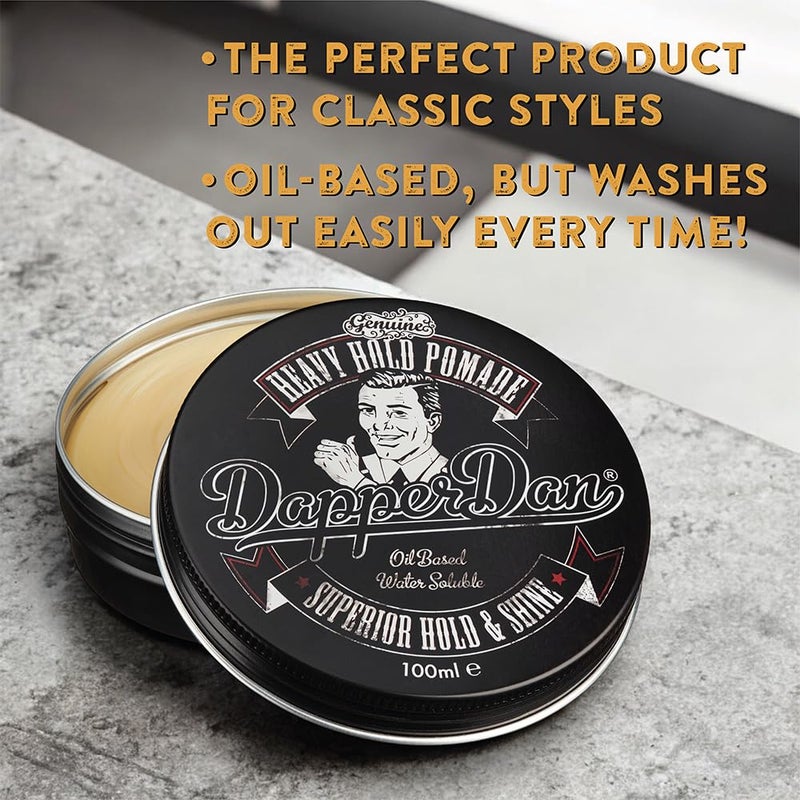 Dapper Dan Heavy Hold Pomade for Men, Strong Hold and High Shine Mens Hair Styling Product, Oil Based, Water Soluble, Liquorice and Vanilla Scent, 2 x 3.38 fl oz - Image 3
